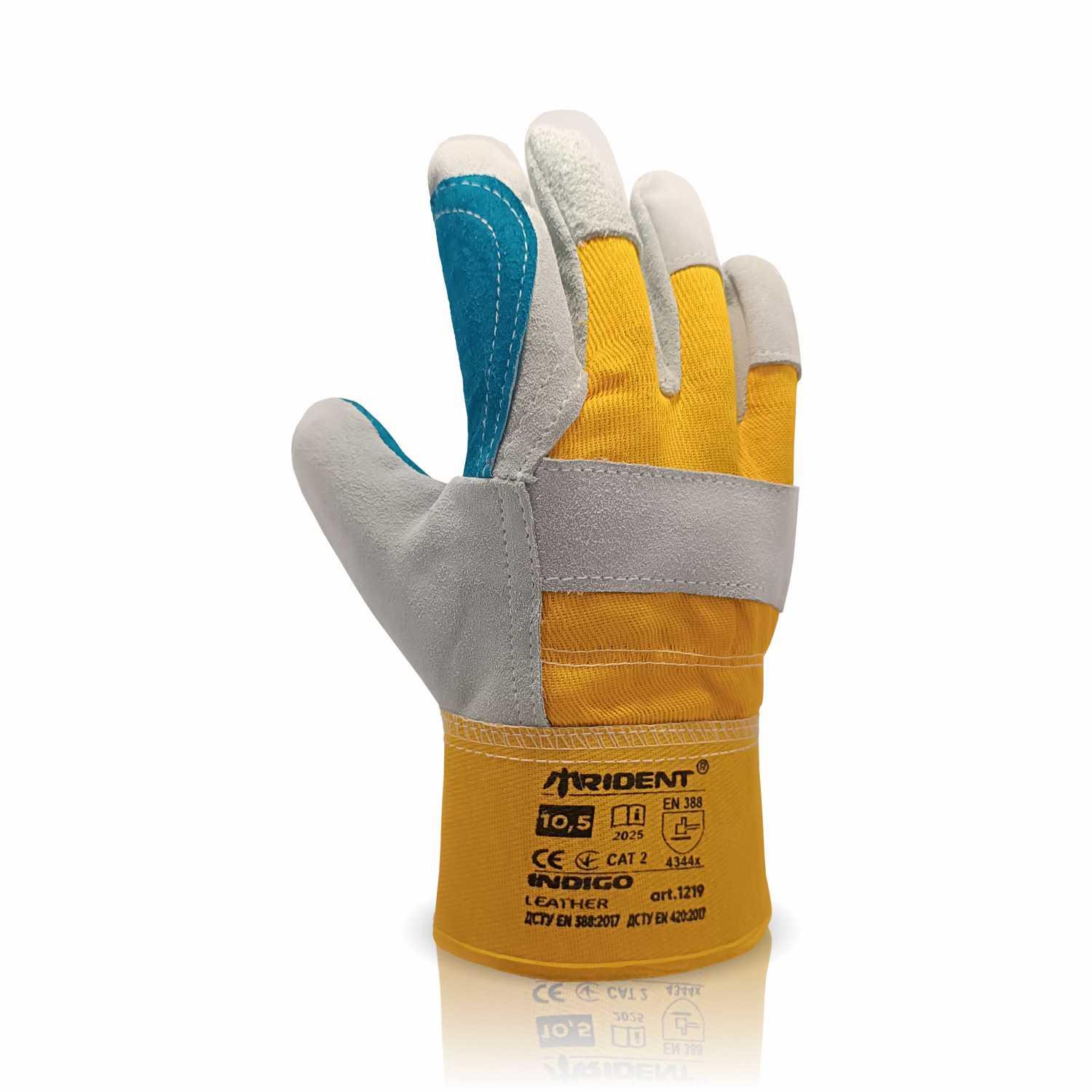 Рукавички спилкові комбіновані посилені TRIDENT INDIGO 1219